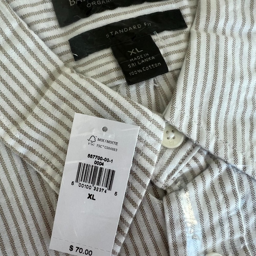 BR New with Tags Untucked Oxford Shirt with Tan Strip - XL